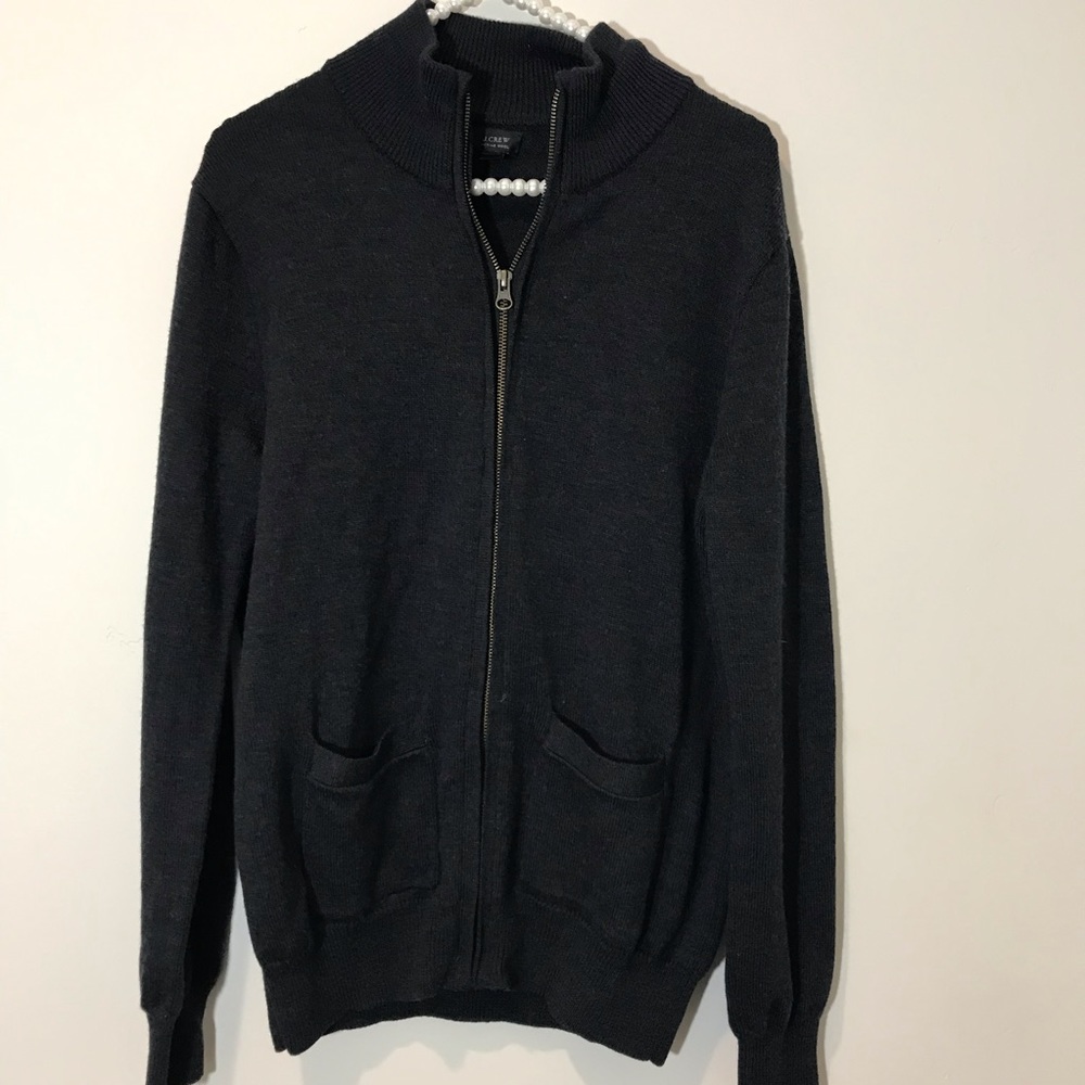 J. Crew small Merino wool steel gray zip sweater - Picture 3 of 6